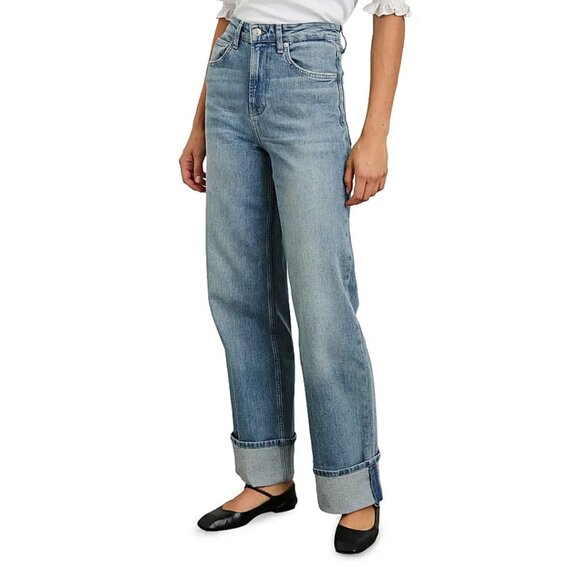 Rails Getty High-Rise Cuffed Wide-Leg Jeans Baltic Sea Size 26 - Picture 3 of 10